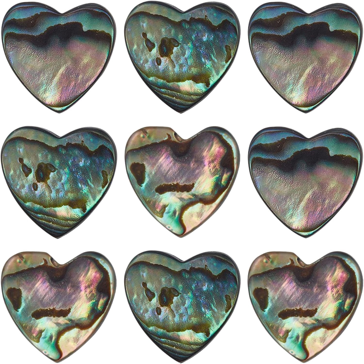 1 Box 10Pcs Natural Abalone Shell Heart Shape Beads Paua Shell Flat ...