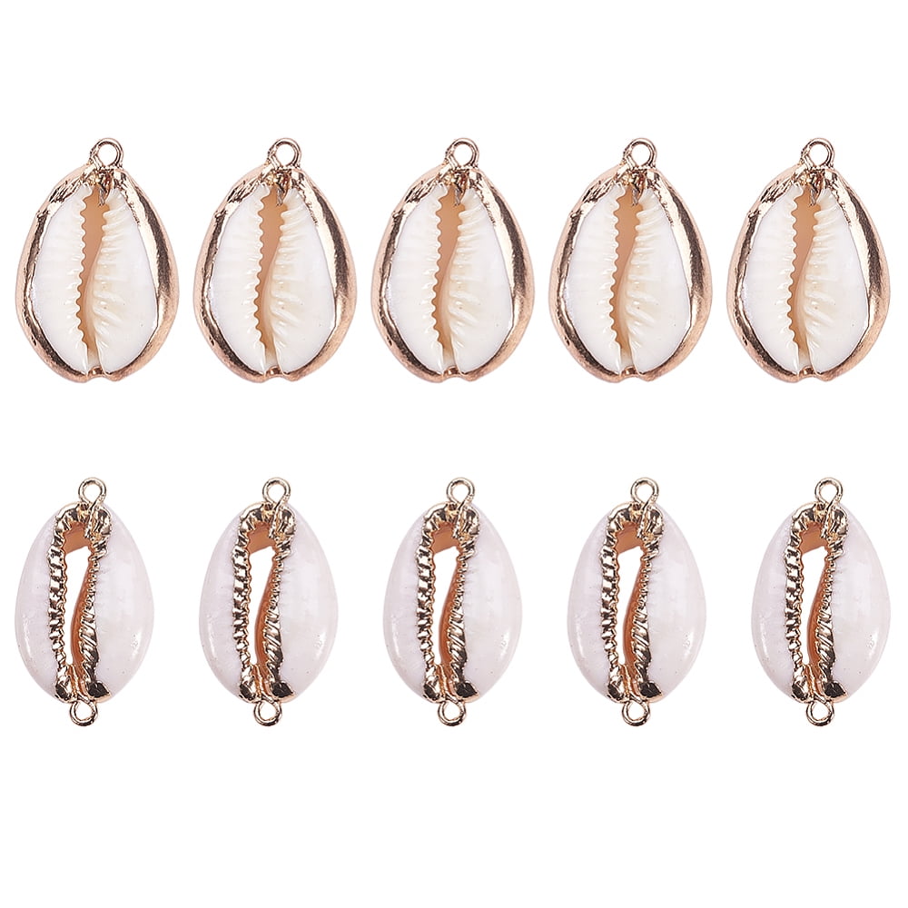 1 Box 10Pcs Oval Ocean Beach Spiral Seashells Craft Charms Connectors ...