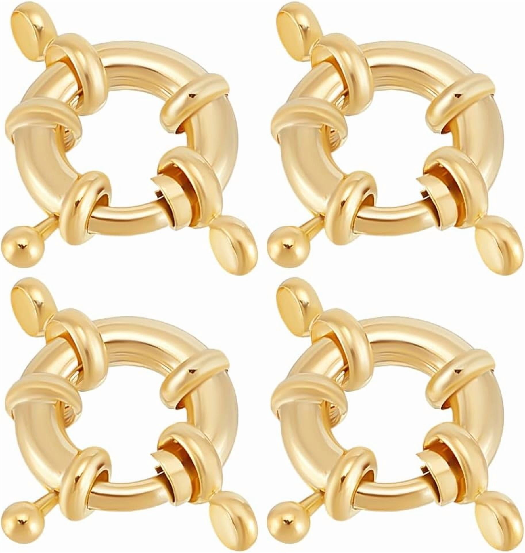 1 Box 10Pcs Real 14K Gold Plated Spring Clasps with Round Close Ring ...