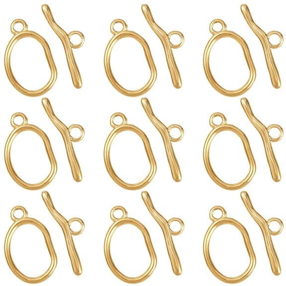1 Box 10Pcs Real 18K Gold Plated OT Toggle Clasp Toggle Jewelry Clasps Stainless Steel Connectors Oval Rings T Bar Links DIY