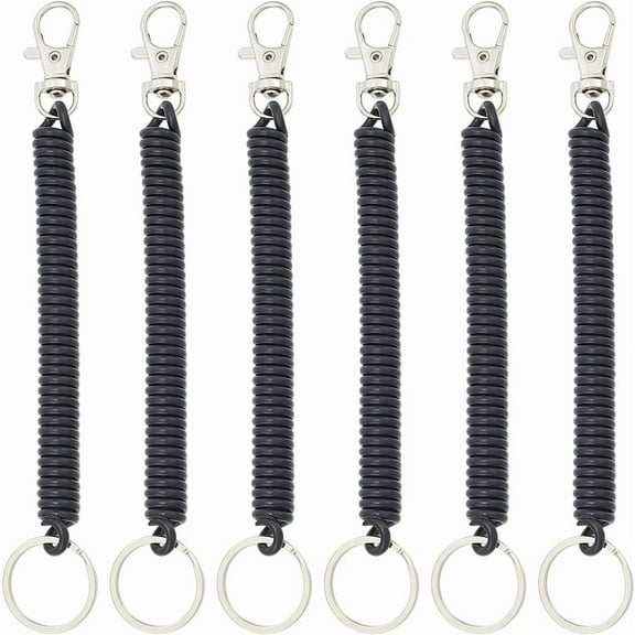 1 Box 10Pcs Retractable Coil Lanyard Plastic Coil Spring Lanyard Black Elastic Wrist Keychain Holder Lanyards Tether Cell Phone Strap Rope for Wallet Bags Keys Phone Outdoor Protection Black DIY