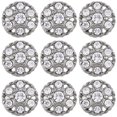 thumbnail image 1 of 1 Box 10Pcs Rhinestone Shank Buttons Silver Metal Zinc Alloy Flat Round Clear Sew On Embellishment Button with Hole, 1 of 7