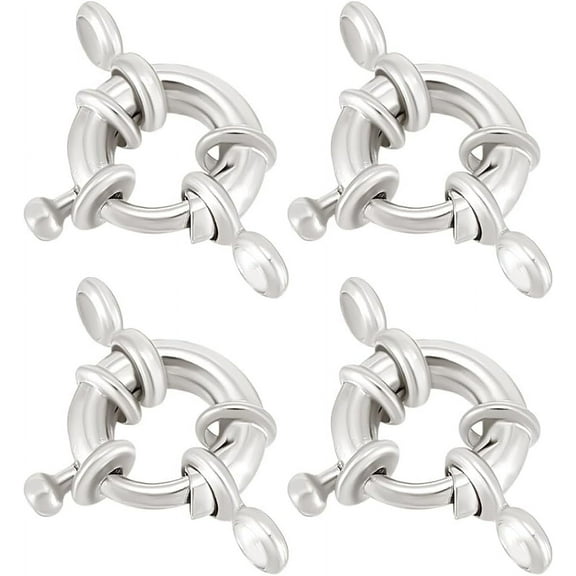 1 Box 10Pcs Round Spring Clasps 925 Sterling Silver Plated Lobster Clasp with Close Rings Necklace Link Connector Charms Open Trigger Jewelry Findings DIY