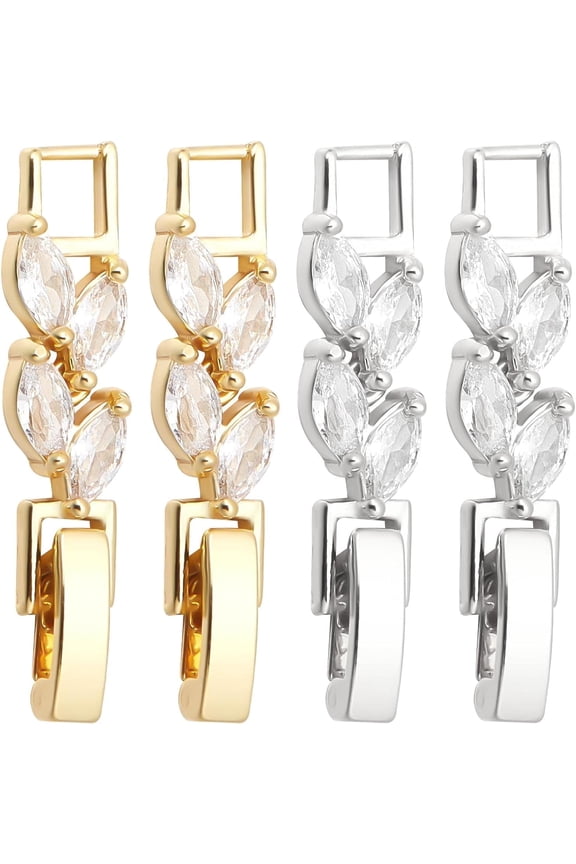 1 Box 10Pcs Silver Gold Fold Over Clasp Fold Over Extender Necklaces Extension Bracelets Extenders Cubic Zirconia Foldover Extender Clasps for Jewelry Making Women Adults DIY Crafts