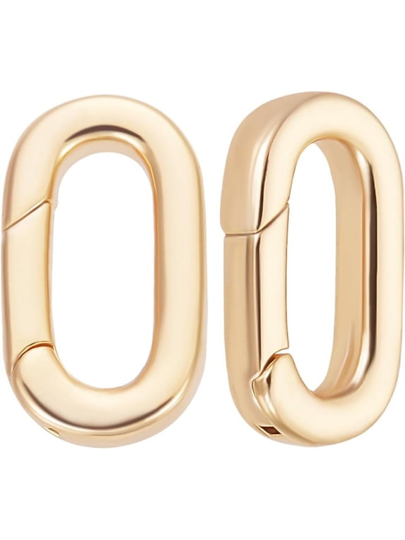 1 Box 10Pcs Small Gold Carabiner Clasp Real 18K Gold Plated Brass Closures Spring Oval Ring Enhancer Connector Lock Clip Pendant Clasps for Jewelry Making Necklace Bracelet DIY Findings 1set