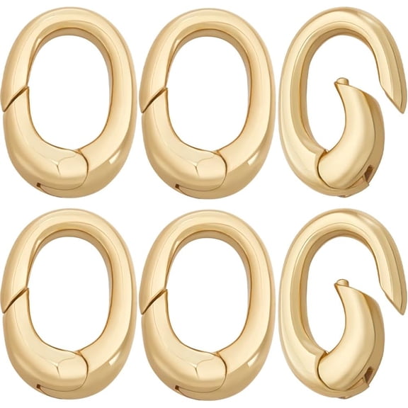 1 Box 10Pcs Spring Gate Rings 18K Gold Plated Oval Spring Clasp Connector Extender for Bracelet Necklace Jewelry Making DIY Golden