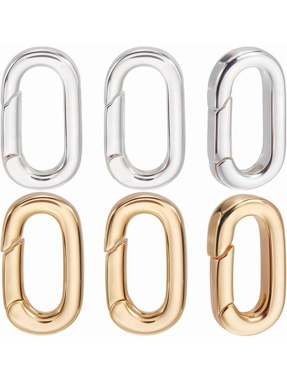 1 Box 10Pcs Spring Gate Rings 18K Gold Sterling Silver Plated Oval Spring Clasp Enhancer Shortener Clasp for Bracelet Anklet Jewelry Making for DIY Golden Silver