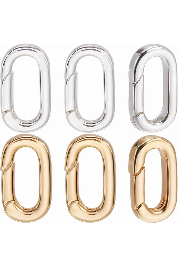 1 Box 10Pcs Spring Gate Rings 18K Gold Sterling Silver Plated Oval Spring Clasp Enhancer Shortener Clasp for Bracelet Anklet Jewelry Making Multi-color