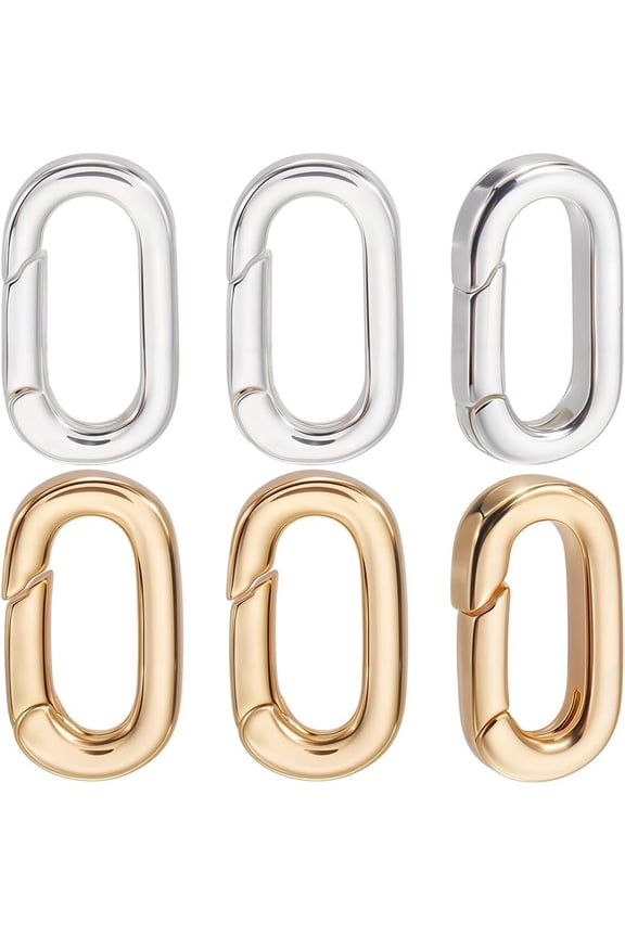 1 Box 10Pcs Spring Gate Rings 18K Gold & Sterling Silver Plated Oval Spring Clasp Enhancer Shortener Clasp for Bracelet Anklet Jewelry Making