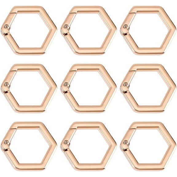 1 Box 10Pcs Spring Rings Clasps Alloy Carabiner for Bag Purse Handbag Strap Craft Jewelry Making (Gold)