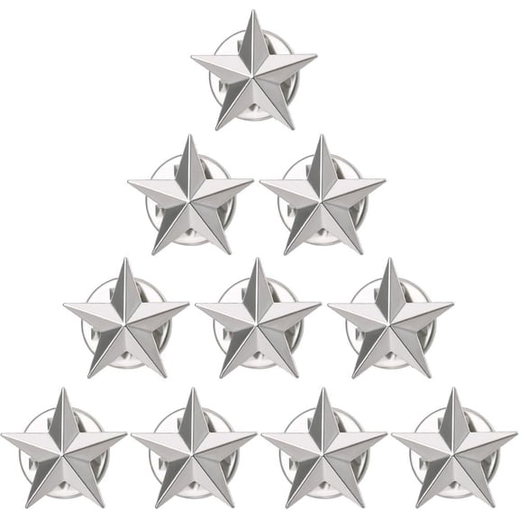 1 Box 10Pcs Star Badge Lapel Pins Five-Pointed Star Backpack Brooch Pins