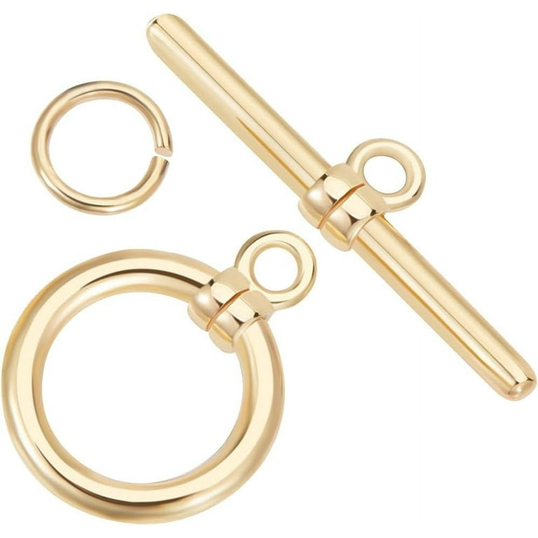 1 Box 10Pcs T-bar Closure Connectors 18K Gold Plated Smooth Ring