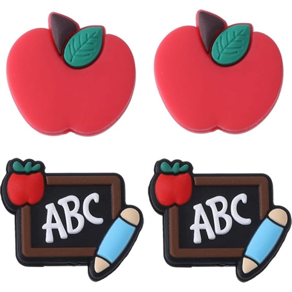 1 Box 10Pcs Teacher Silicone Beads School Silicone Focal Beads Double Sided Chalkboard Red Silicone Focal Beads Large Rubber Beads