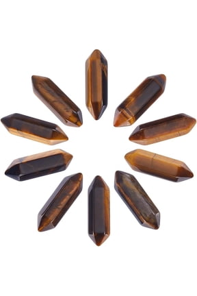 1 Box 10Pcs Tiger Eye Beads Natural No Hole Crystals Point Hexagonal Reiki Stones Gemstone Beads Charms for Jewelry Making 23mm Colorful
