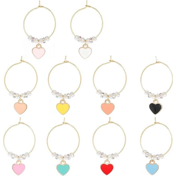 1 Box 10Pcs Wine Glass Charm Wine Glass Markers Wine Glass Identifiers Heart Love Valentines Day Wine Glass Tags