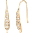 thumbnail image 1 of 1 Box 10Pcs Zirconia Earring Hooks 18K Gold Plated Brass Rhinestone Earwire with Loop French Earring Findings for Dangle Earring Jewelry Making gold DIY, 1 of 9