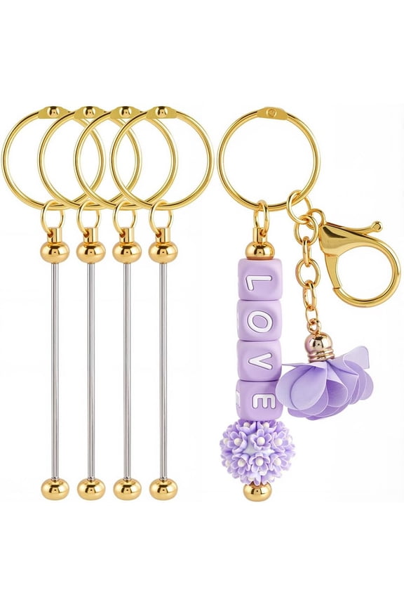 1 Box 10pcs Keychain Bead Bar Gold Key Chains Bar DIY Metal Iron Golden Beading Items Detachable Keyring Strips Blank Bulk for Jewelry Keychain Making Charm Wedding Birthday Crafts Gift for DIY