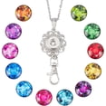 thumbnail image 1 of 1 Box 12 Styles Snap Button Lanyard ID Badge Lanyards Cute Colorful Imitation Birthstone Charms Badges Holder Stainless Steel Necklace Chain Breakaway ID Badge Lanyard for Holders Keys Gift, 1 of 9