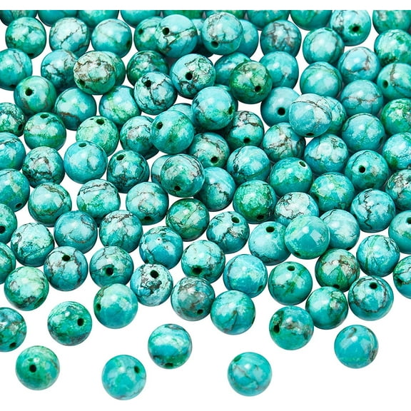1 Box 120 Pcs Turquoise Beads 8mm Natural African Dyed and Heated Gemstone Beads Round Loose Beads for Jewelry Making Crafts
