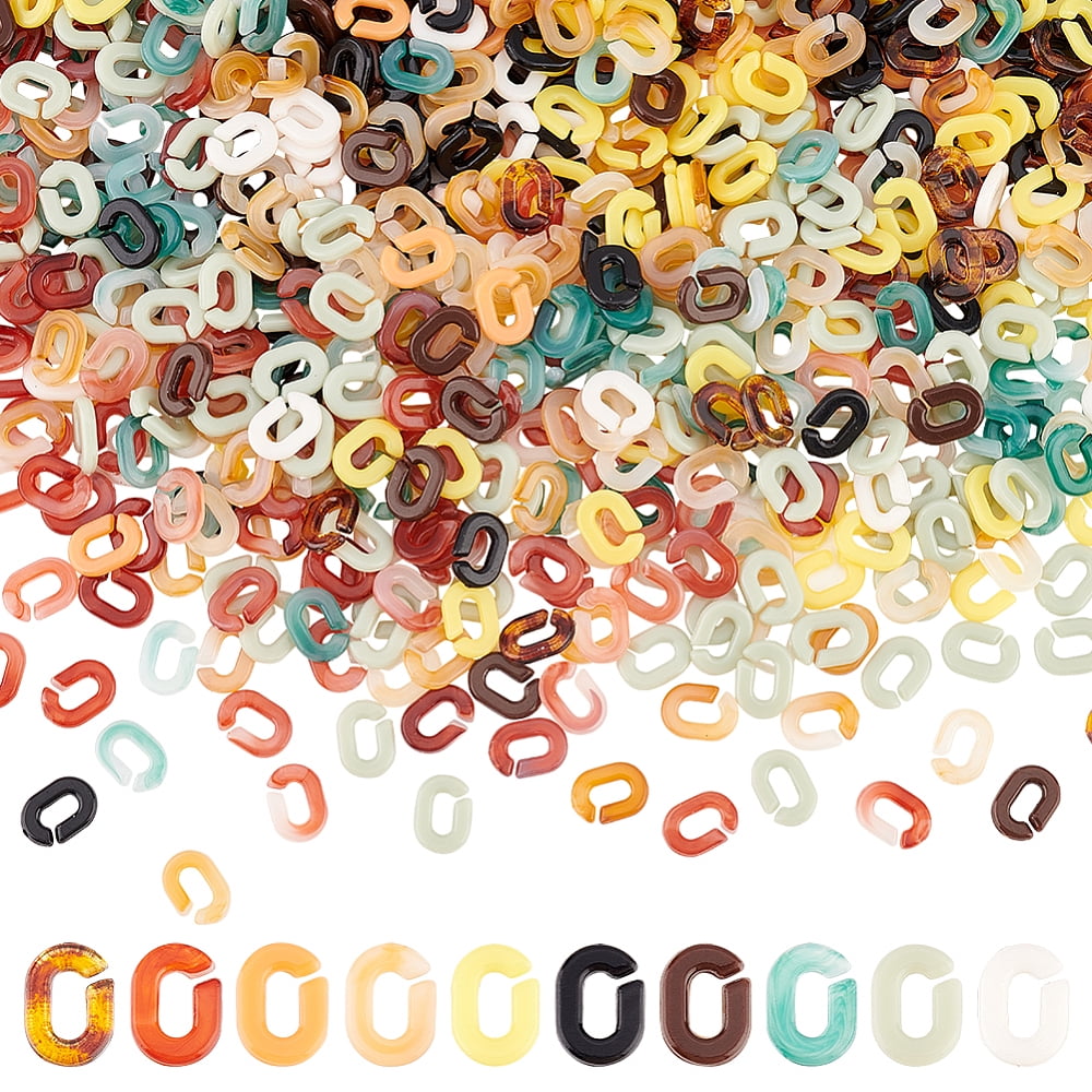 SUPERFINDINGS 700pcs 7 Colors Small Acrylic Linking Rings Quick Link Connectors 13x10mm Open Linking Rings Handmade Acrylic Necklaces for Jewelry Eyeglass Necklace DIY Craft