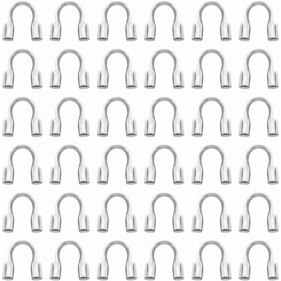 1 Box 1200Pcs Wire Guardians Silver Wire Guard Thread Protector Loop Brass Wires Cable U Shape Protective Tube Findings for Earring Bracelet Necklace Jewelry Making Supplies DIY Beading Craft for DIY