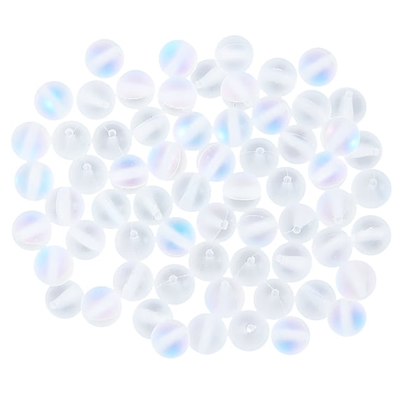 1 Box 120PCS 8MM Matte Round Moonstone Beads with Holes Frosted White Clear Transparent Gemstone Stones Spacer Loose Bead Bulk