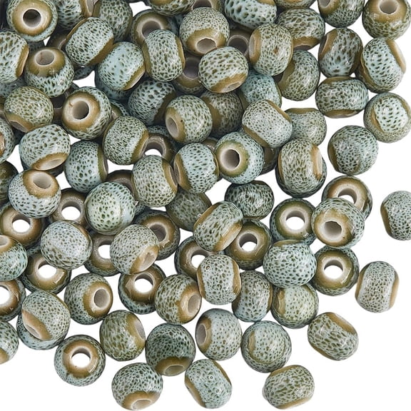 1 Box 120PCS Green Leopard Print Jungle Animal Beads with 2MM Holes Chinese Porcelain Ceramic Charms Round Loose Spacer Bead Bulk for Jewelry Making Bracelets Necklaces DIY Craft Supply diy