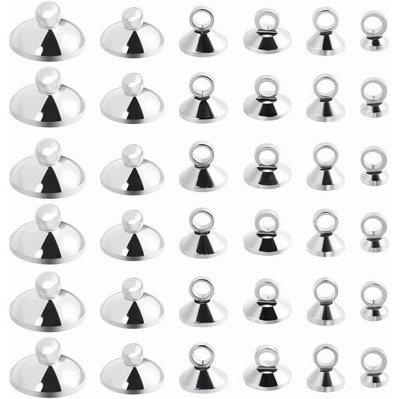 1 Box 120Pcs 3/4/5/6/8/10mm Bead Bail Caps Silver Bead End Caps Brass Round Dangle Small Pendant Bails Clasps Connector Accessories for DIY Necklaces Earrings Bracelets Ball Charms Crafts Platinum