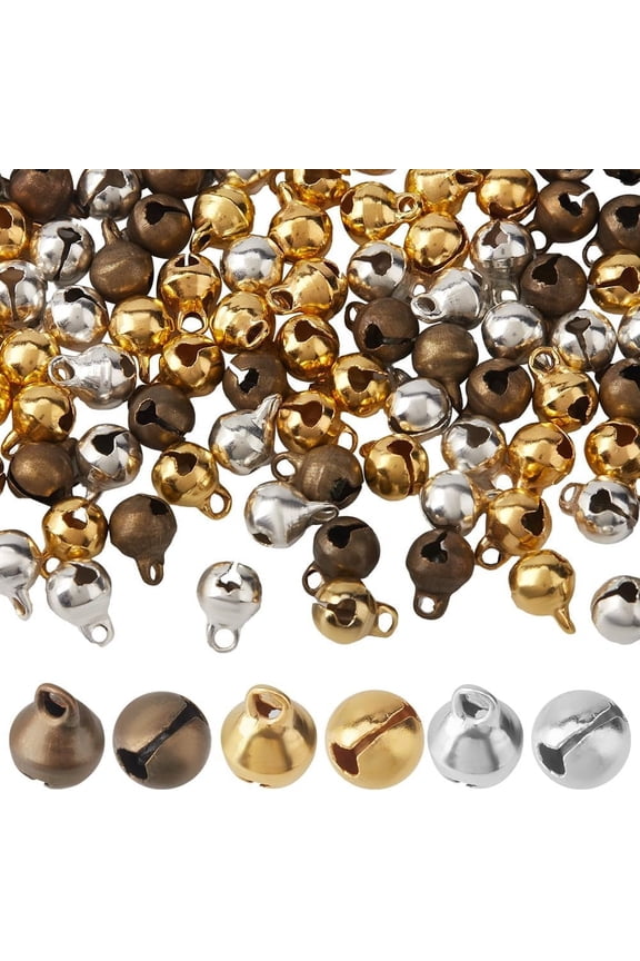 1 Box 120Pcs 3 Colors Bell Charms 8x6mm Vintage Collar Bells Small Mini Jingle Bracelet Anklets Necklace Making Accessories for DIY handcrafting