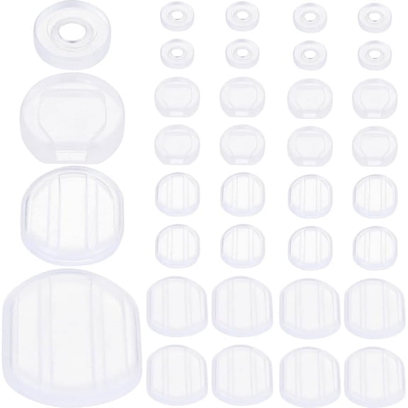 1 Box 120Pcs 4 Styles Clip Earring Pads Soft Silicone Earring Backs with Pads Small Anti-Pain Comfort Clear Round Transparent Earring Cushions for Pierced Earrings Making Support DIY Craft for DIY