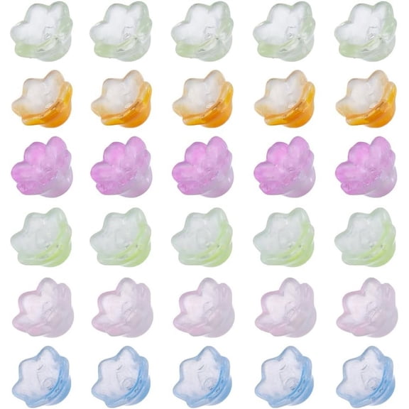 1 Box 120Pcs 6 Colors Flower Beads Glass Bell Flower Bead Caps Colorful Tulip Lily Mini Spring Floral Loose Spacer Bead