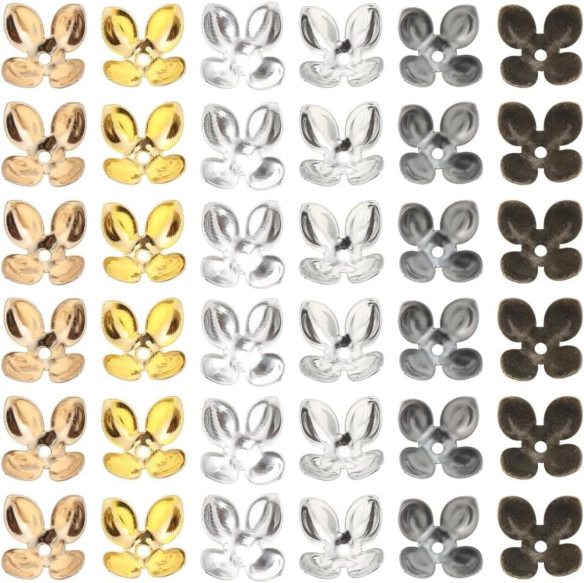 1 Box 120Pcs 6 Colors Gold Bead Cap Cone Flower Petal Bead Caps 4-Petal ...