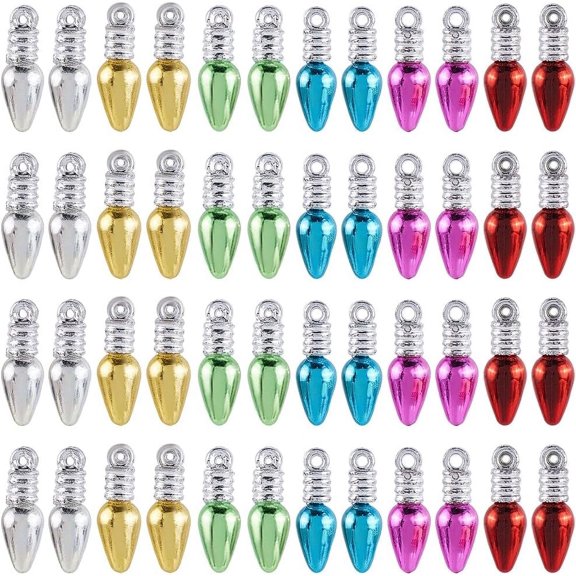 1 Box 120Pcs 6 Colors Mini Christmas Light Bulb Charms Bulbs Beads Bulk Red Green Plastic Holiday Xmas Tree Charm for Jewelry Making Charms Necklace Earrings DIY Crafts DIY Crafts Ornaments for diy
