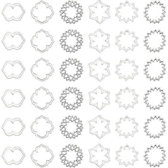 1 Box 120Pcs 6Styles Tibetan Style Alloy Linking Rings Flower Linking Rings Chakra Sign Linking Rings for Necklace Dangle Earring Making Antique Silver