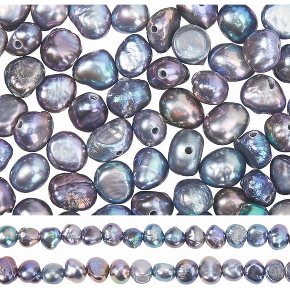 1 Box About 120Pcs Baroque Black Pearl Natural Cultured Freshwater Pearls Nugget Shape Genuine Keshi Pearl Beads for Jewelry Making Bead Supplies DIY Crafts Bracelets Necklaces Earrings Gray