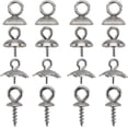 thumbnail image 1 of 1 Box 120Pcs Bead Cap Pin Screw Cup Pearl Bail Screw Eye Pin Bail Eye Pin Peg Bail Stainless Steel Bead Caps Small Screw Eye Pins for Jewelry Making Accessories DIY Half Drilled Beads, 1 of 6