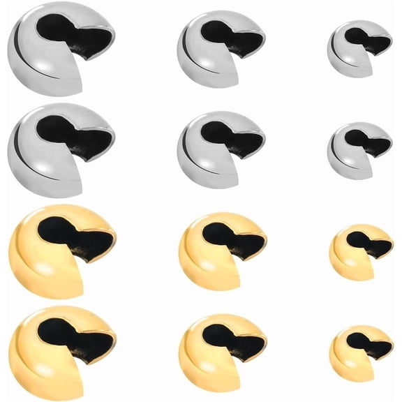 1 Box 120Pcs Bead Crimp Covers Crimp Bead Cover 304 Stainless Steel Crimp Beads Gold Silver Half Round Open Covers Beads for Jewelry Making Accessories DIY Earrings Necklace Bracelet Black