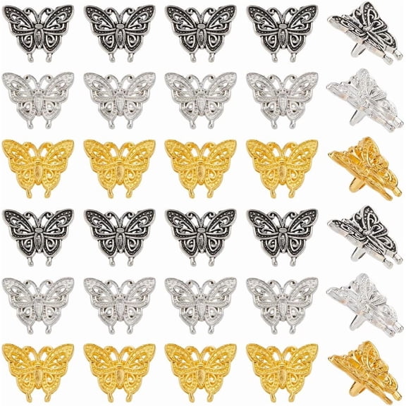 1 Box 120Pcs Butterfly Bead Charms Gold Wing Beads Silver Tibetan Style Alloy Metal Flying Animal Spacer Insect Beads for Jewelry Making Supplies DIY Craft Necklace Bracelet Crafting Women for DIY