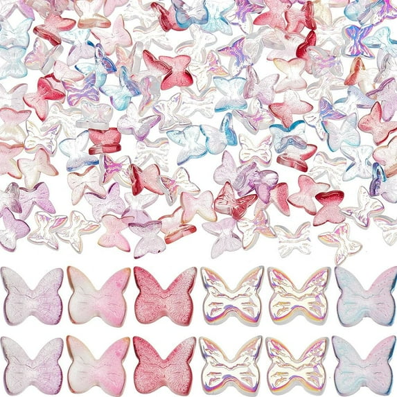 1 Box 120Pcs Butterfly Charms Mini Butterfly Cabochons Glass No Hole Beads Bulk 3D Tiny Butterflies Flatbacks Vase Fillers Cute Butterfly Cabochon for Jewelry Making Nail Art DIY Supplies for DIY