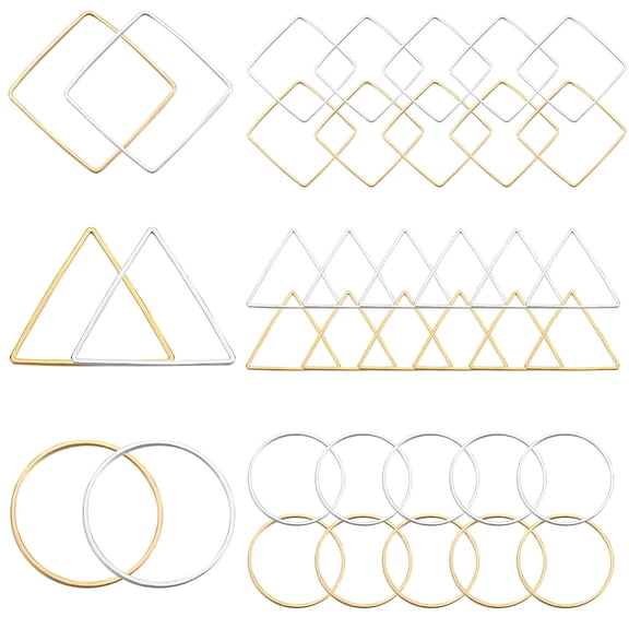 1 Box 120Pcs Earring Hoop 3 Shapes Beaded Earring Making Hoop Gold Silver Beading Earring Findings Hoops Square Triangle Open