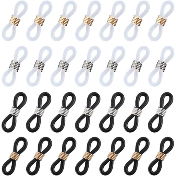 1 Box 120Pcs Eyeglasses Strap Ends Small Eyeglass Chain Connector Sports Spectacle End Silicone Adjustable Anti-Slip Rubber Connectors for Eye Glasses Holder Loop Necklace Chain Sunglasses for diy