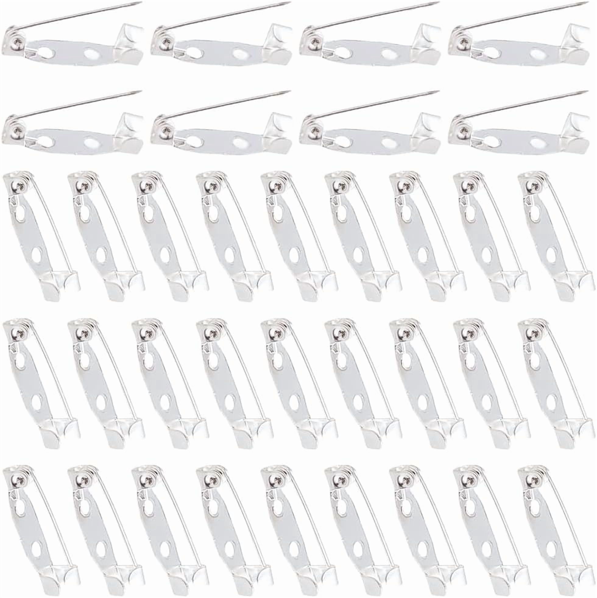 1 Box 120Pcs Flat Back Pin Backs Safety Clasp Brooch Silver Metal Bar ...