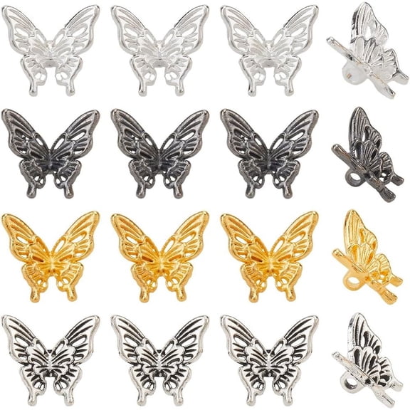 1 Box 120Pcs Gold Butterfly Spacer Beads Silver Wing Beads Bulk Tibetan Alloy Metal Insect Fly Animal Beads for Jewelry Making Supplies DIY Craft Necklace Bracelet Ankles Crafting Black