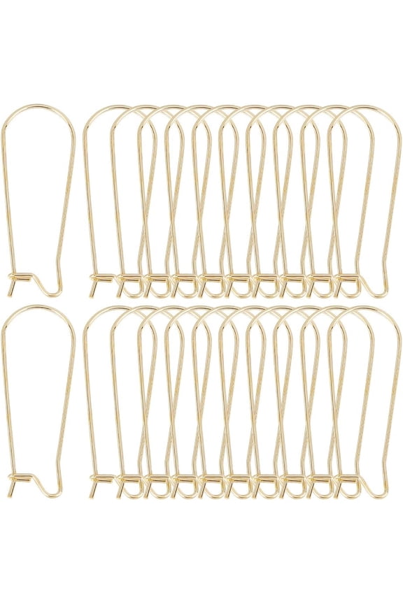1 Box 120Pcs Gold Kidney Earring Hooks Stainless Steel Kidney Ear Wires Hooks Dangle U Shaped Teardrop Ear Wire with 33mm Long Hoop Kidney Ear Wires