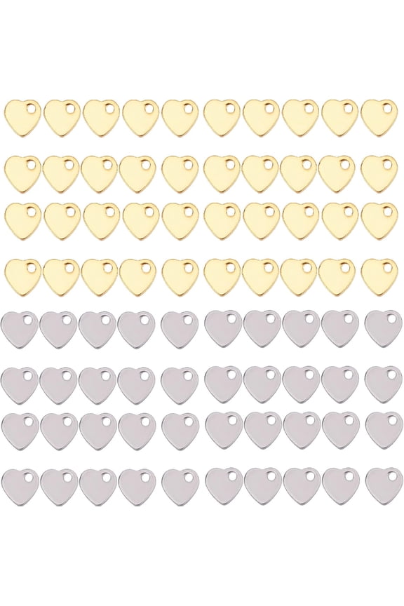 1 Box 120Pcs Heart Charms Stainless Steel Hearts Blanks Tiny Heart Love Charm Double Sided Small Charm Stamping Blank Valentine's Day Charms for Jewelry Making Charm Earrings DIY Craft