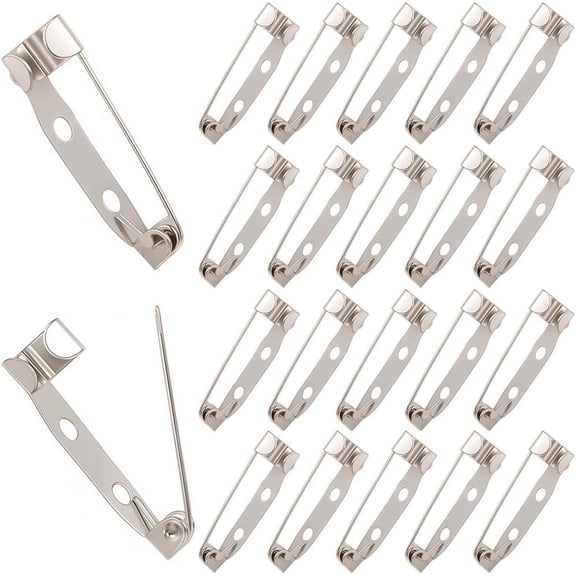 1 Box 120Pcs Metal Bar Pins Silver Locking Pin Backs with 3 Holes Iron Tone Secure Safety Craft Badge Backing Brooches Accessories for Jewelry Badges Bars Name Tags DIY Making Crafts for DIY