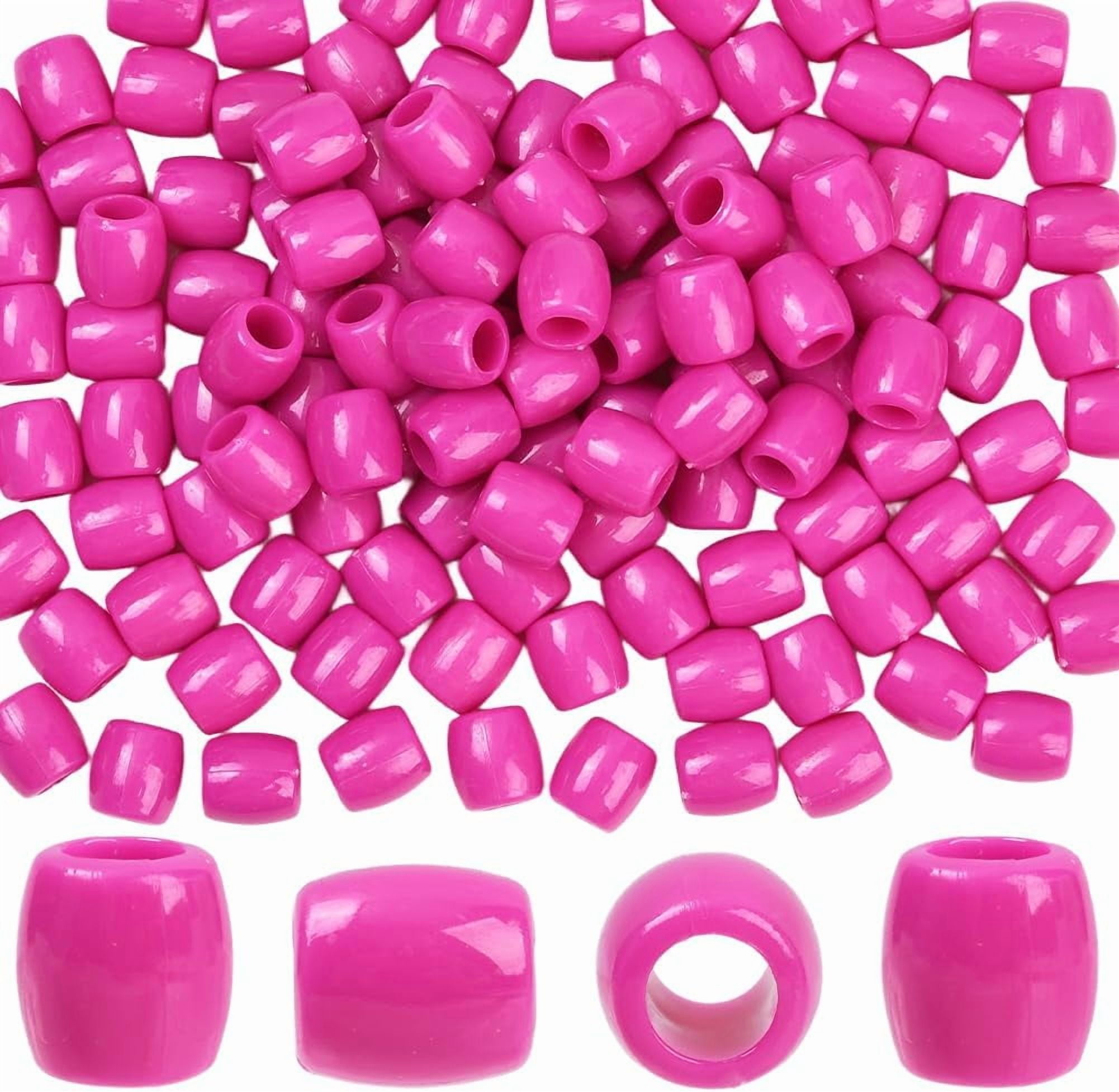1 Box 120Pcs Pink Braid Beads Hair Loc Beads Plastic with 6.5mm Hole ...