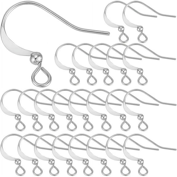 1 Box 120Pcs Real Platinum Plated Earring Hooks Ear Wire Hooks with Ball Brass French Earring Fish Hook Silver Earwires Findings for Jewelry Making Accessories Supplies DIY Dangle Earrings Gray