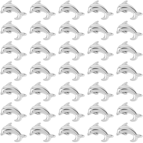 1 Box 120Pcs Silver Dolphin Beads Sea Animal Bead Alloy Metal 3D Small Summer Life Hawaii Ocean Themed Loose Spacers for Jewelry Making DIY Crafts Bracelets Hair Ties Supplies Women for diy