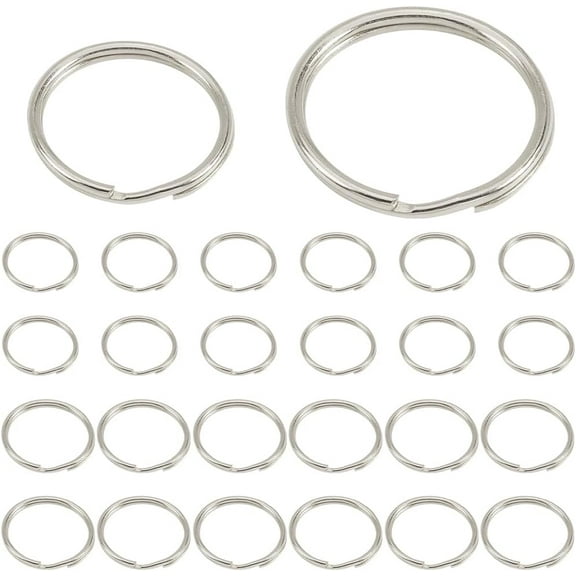 1 Box 120Pcs Split Ring Keychain Loop Flat Key Chain Rings Bulk Silver Metal Iron Round Carabiner Clip Replacement O Keyring for Keychains Buckle Lanyard Jewelry Making DIY Craft Supplies 1set